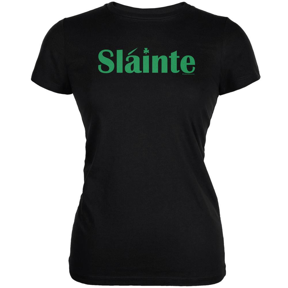 St. Patricks Day Slainte Black Juniors Soft T-Shirt Juniors T-Shirts Old Glory 2XL Black
