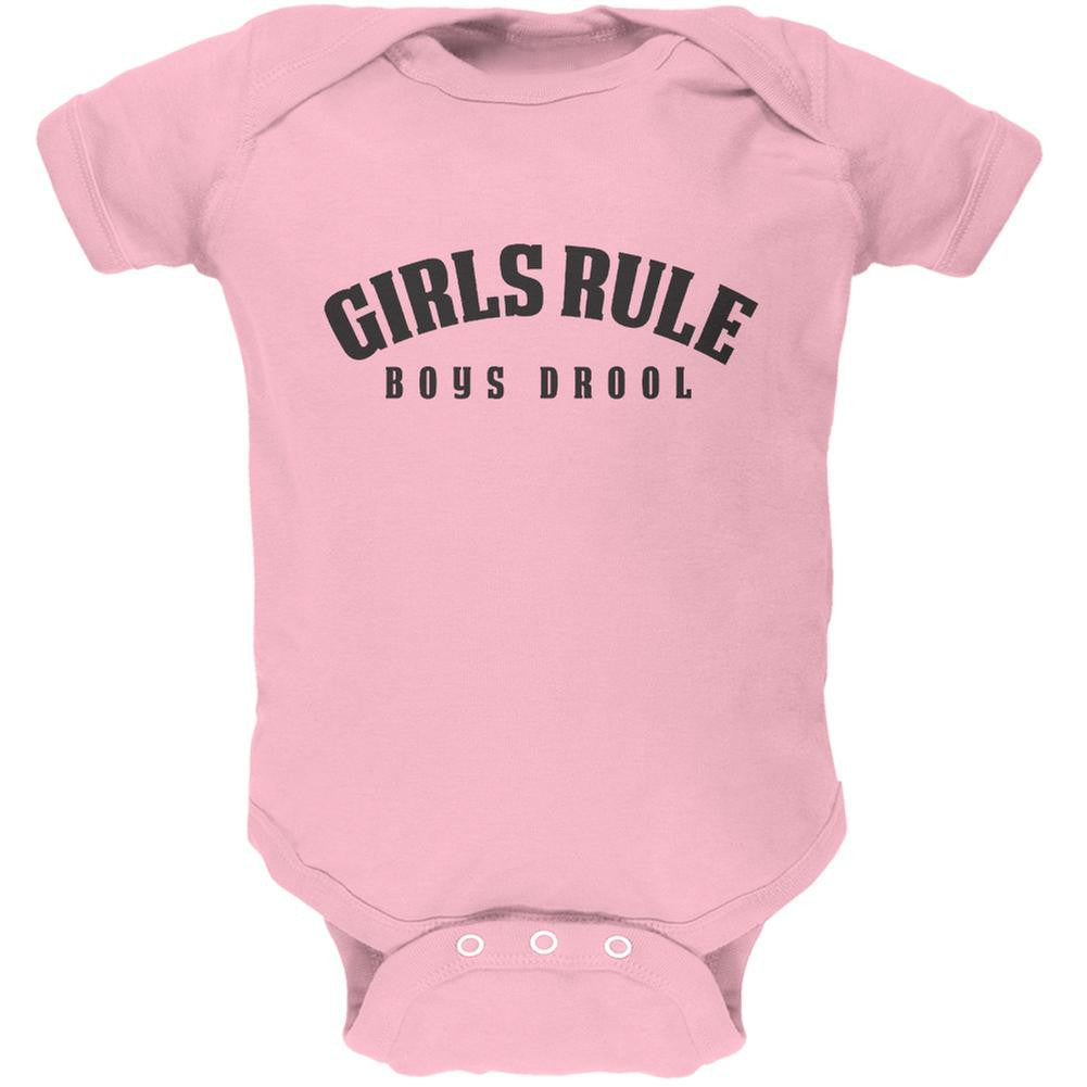 Girls Rule Boys Drool Light Pink Soft Baby One Piece Baby One Piece Old Glory 0-3M Pink