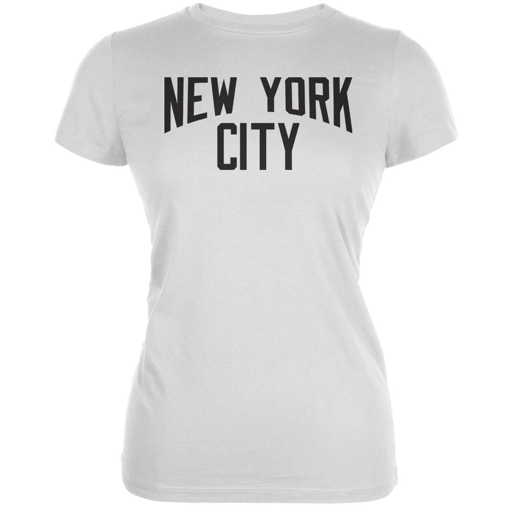 Iconic New York City White Juniors Soft T-Shirt Juniors T-Shirts Old Glory 2XL White