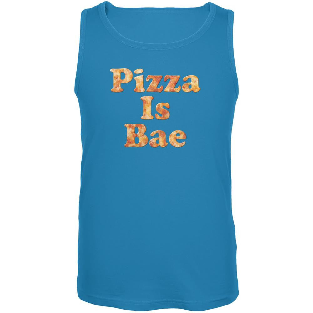 Pizza Is Bae Turquoise Adult Tank Top Men's Tank Tops Old Glory 2X Blue