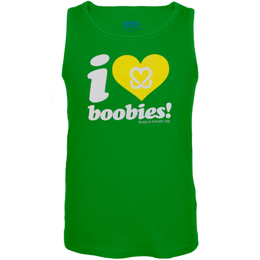 Keep A Breast - I Love Boobies Green Tank Top Men's Tank Tops Keep A Breast Foundation