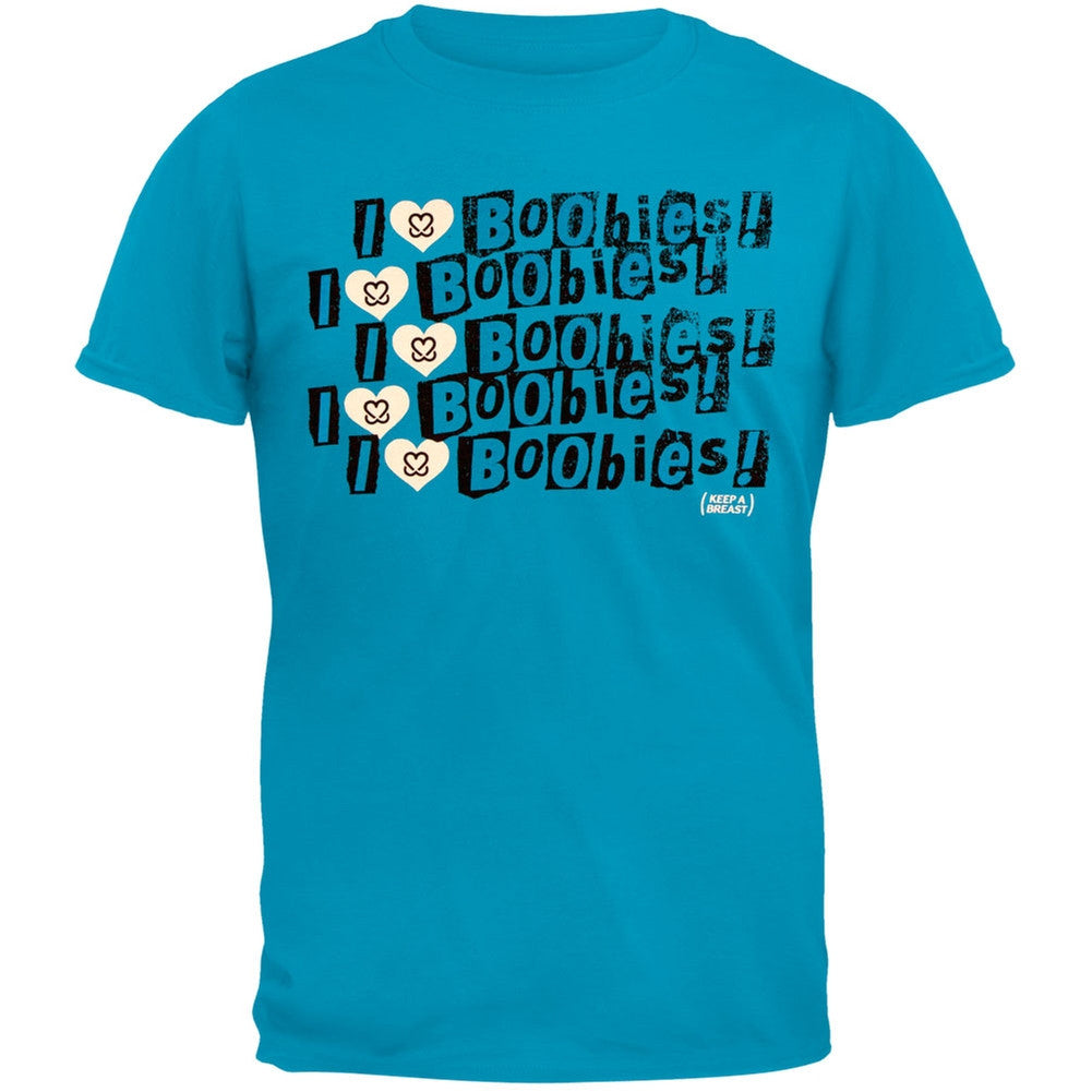 Keep A Breast - I Love Boobies Repeated Royal T-Shirt Men's T-Shirts Keep A Breast Foundation
