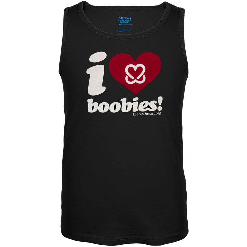 Keep A Breast - I Love Boobies Black Adult Tank Top Men's Tank Tops Keep A Breast Foundation