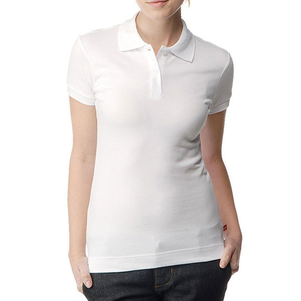 Dickies Girl - Solid Pique White Women's Polo Women's Polo Shirts Dickies Girl SM White