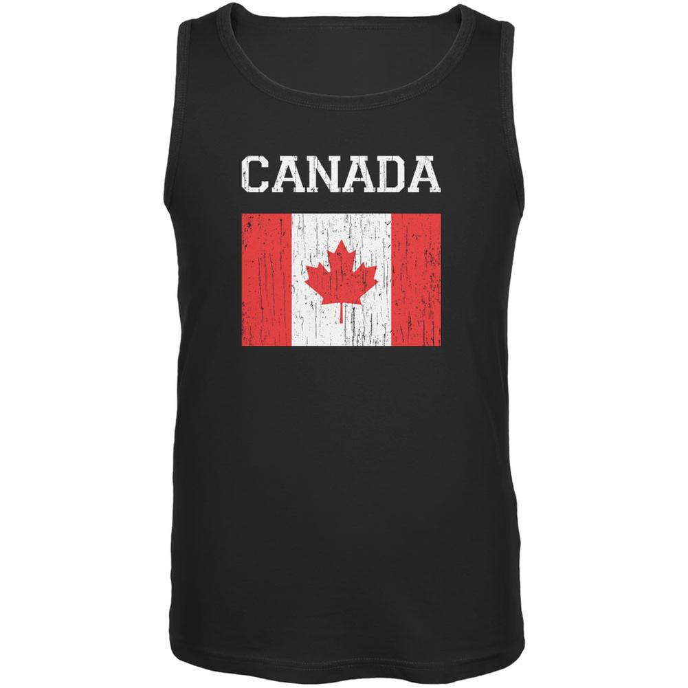 World Cup Distressed Flag Canada Black Adult Tank Top Men's Tank Tops FIFA 2XL Black