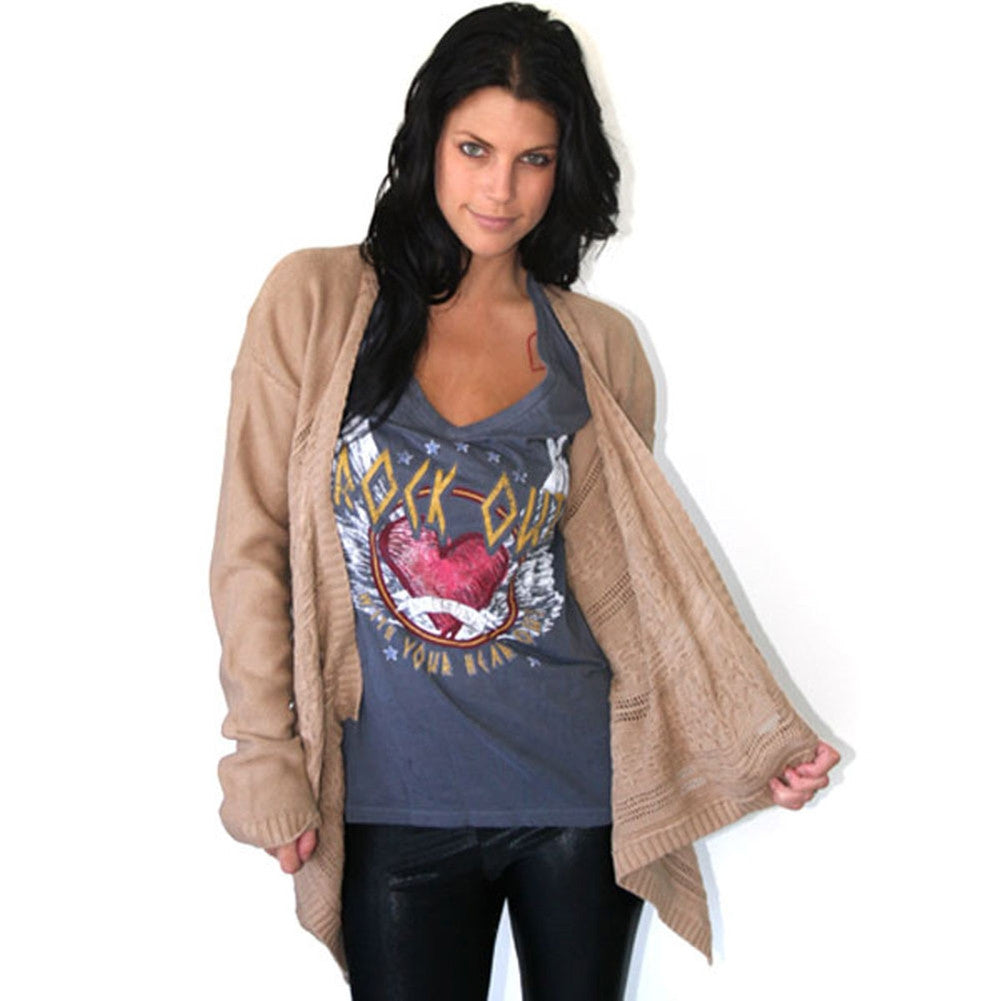 Volcom - Late Night Khaki Juniors Sweater Wrap Juniors Sweaters Volcom