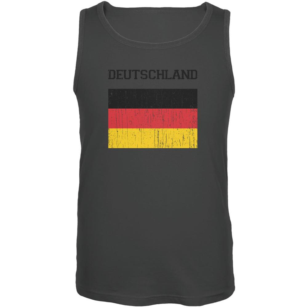 World Cup Distressed Flag Deutschland Charcoal Grey Adult Tank Top Men's Tank Tops FIFA 2XL Grey
