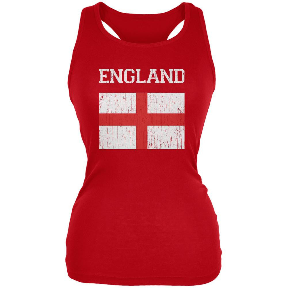 World Cup Distressed Flag England Red Juniors Soft Tank Top Juniors Tank Tops FIFA 2XL Red