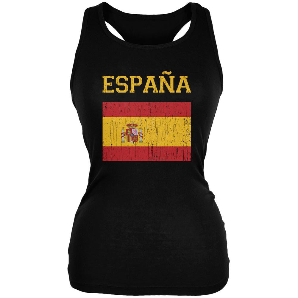 World Cup Distressed Flag Espana Black Juniors Soft Tank Top Juniors Tank Tops FIFA 2XL Black