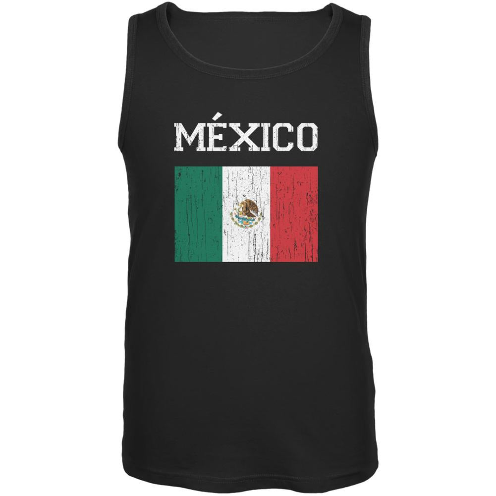World Cup Distressed Flag Mexico Black Adult Tank Top Men's Tank Tops FIFA 2XL Black