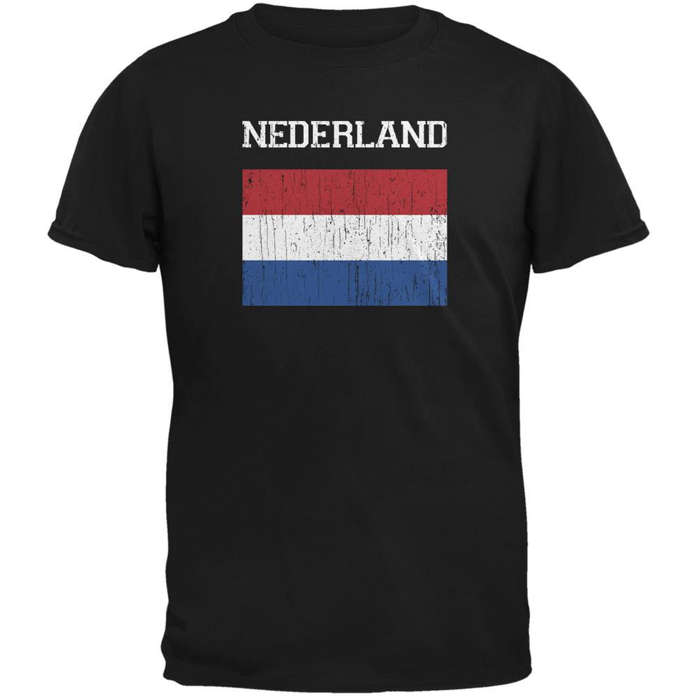World Cup Distressed Flag Nederland Black Youth T-Shirt Youth T-Shirts FIFA LG Black