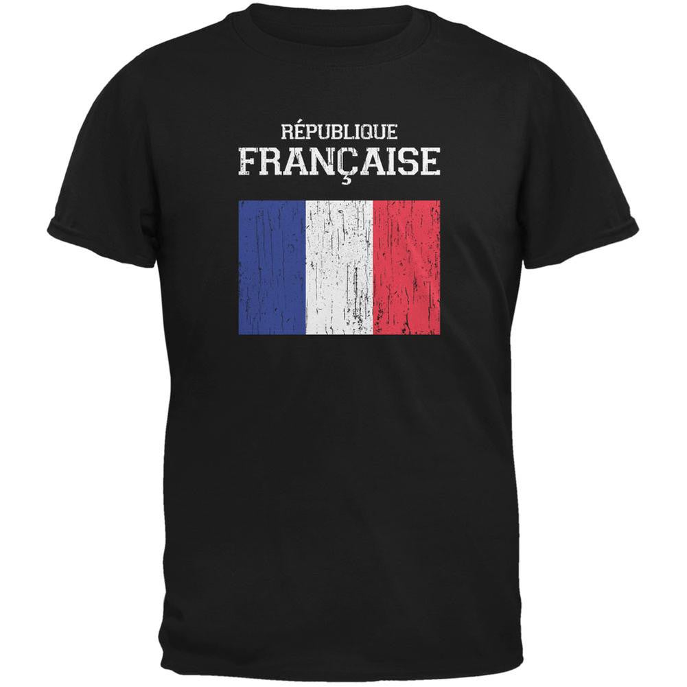 World Cup Distressed Flag Republique Francaise Black Youth T-Shirt Youth T-Shirts FIFA LG Black