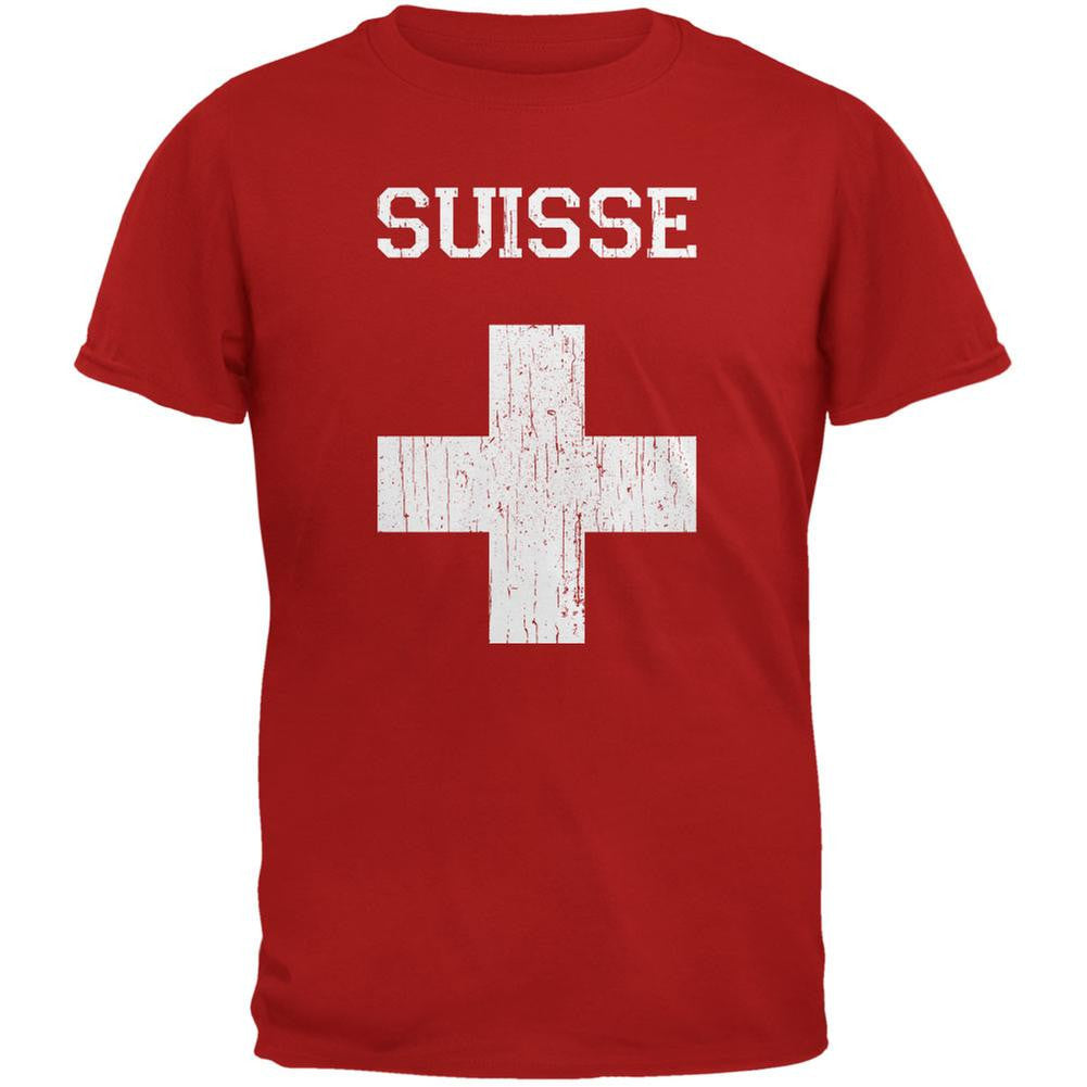 World Cup Distressed Flag Suisse Red Youth T-Shirt Youth T-Shirts World Cup LG Red