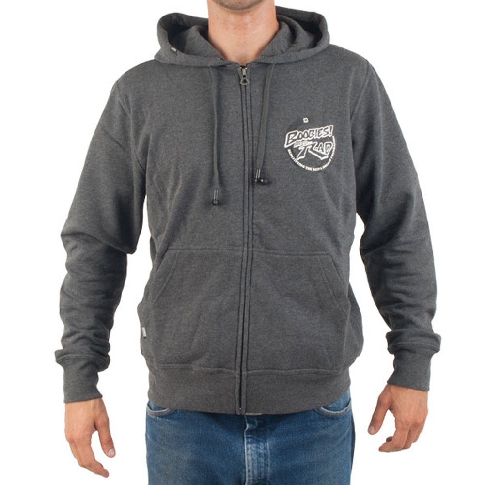 Rusty Clothing Boobies Are Rad Mens Full-Zip Hoodie - Heather Grey Men's Hoodies Rusty