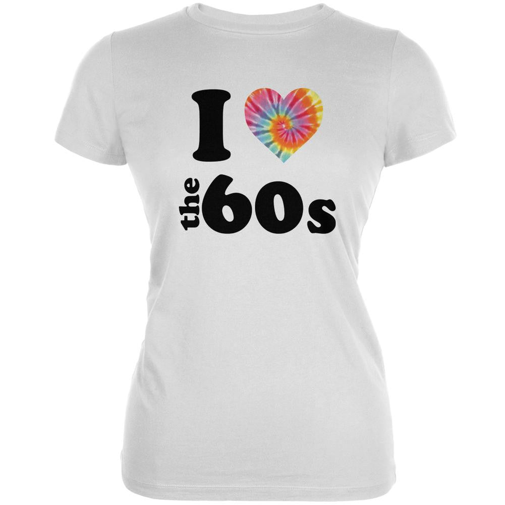 I Heart The 60s White Juniors Soft T-Shirt Juniors T-Shirts Old Glory 2XL White