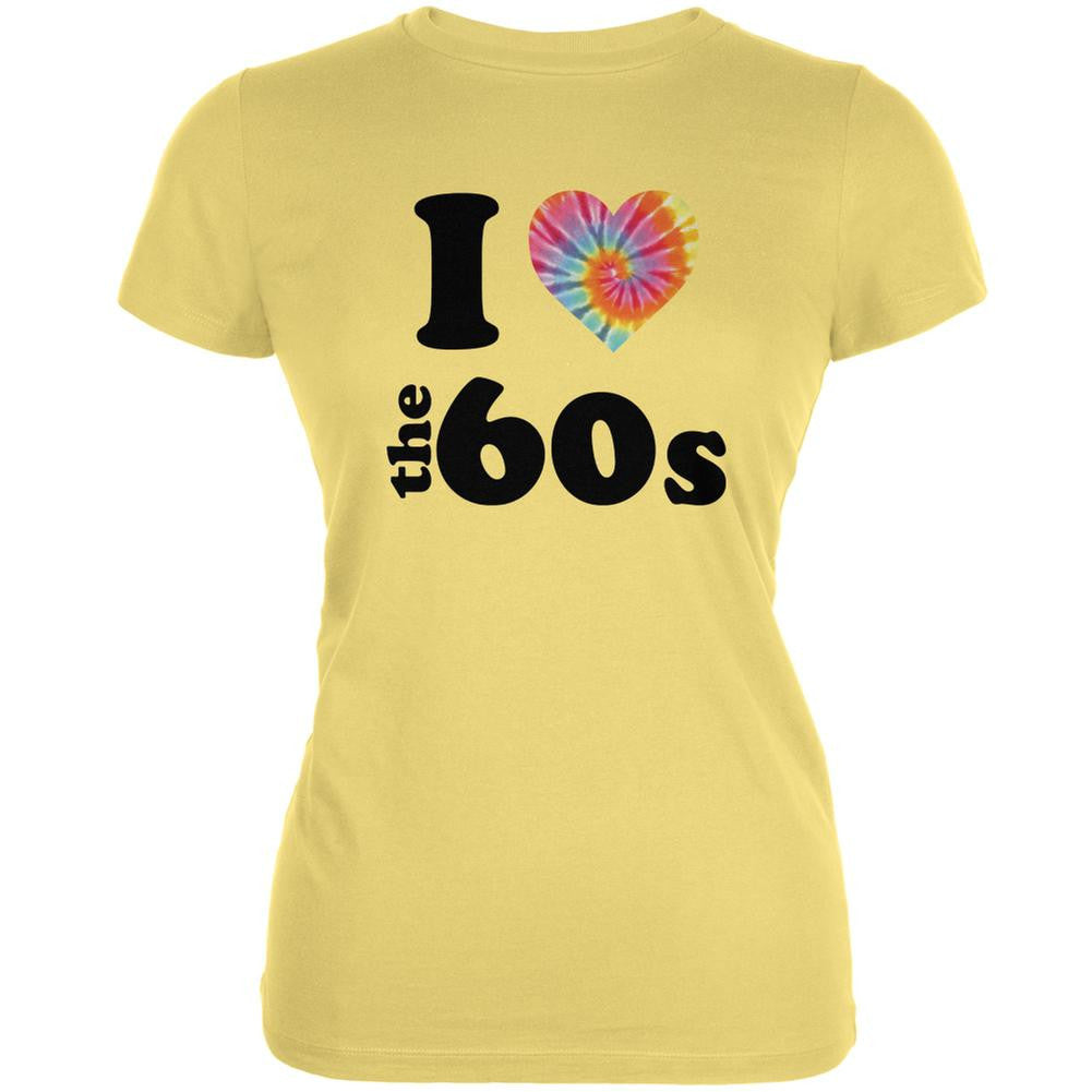 I Heart The 60s Yellow Juniors Soft T-Shirt Juniors T-Shirts Old Glory LG Yellow