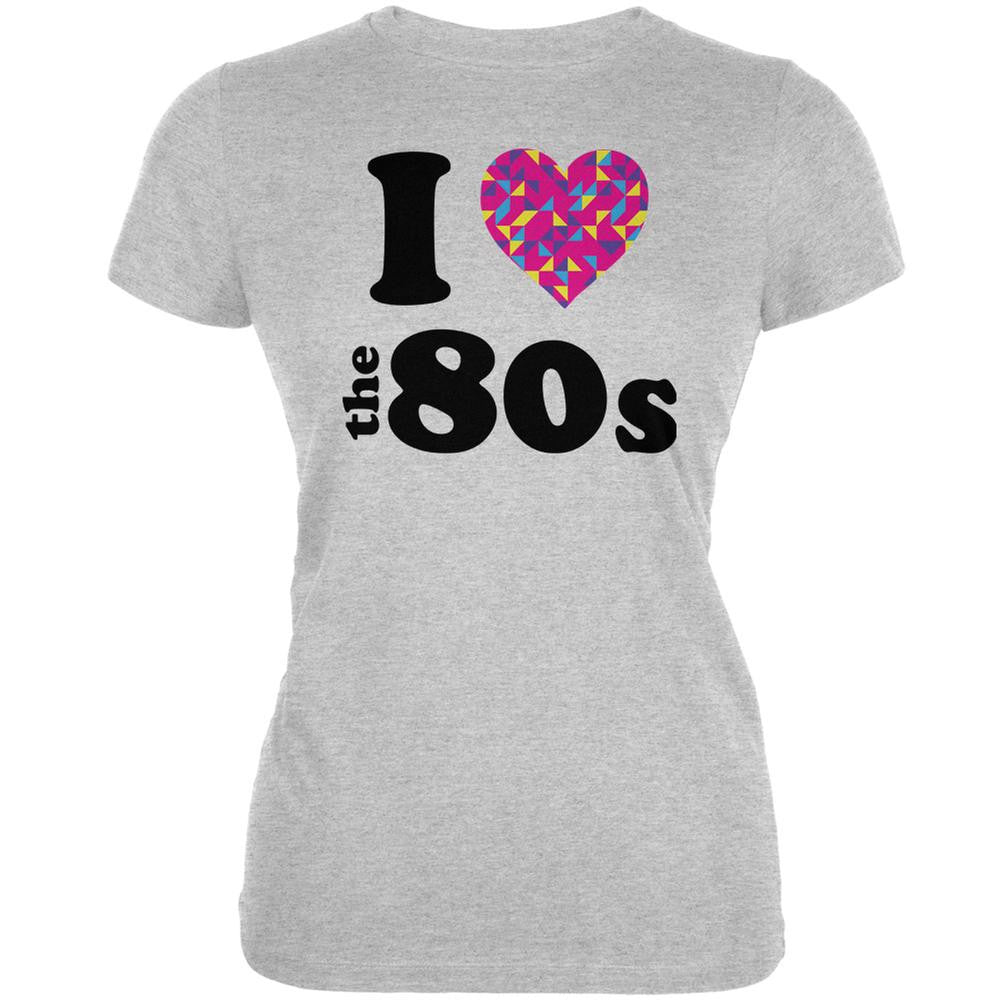 I Heart The 80s Heather Grey Juniors Soft T-Shirt Juniors T-Shirts Old Glory 2XL Grey