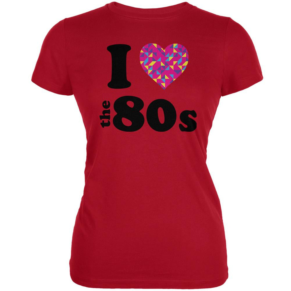 I Heart The 80s Red Juniors Soft T-Shirt Juniors T-Shirts Old Glory 2XL Red