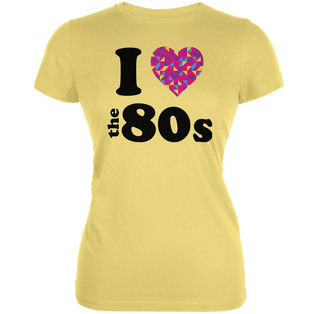 I Heart The 80s Yellow Juniors Soft T-Shirt Juniors T-Shirts Old Glory LG Yellow