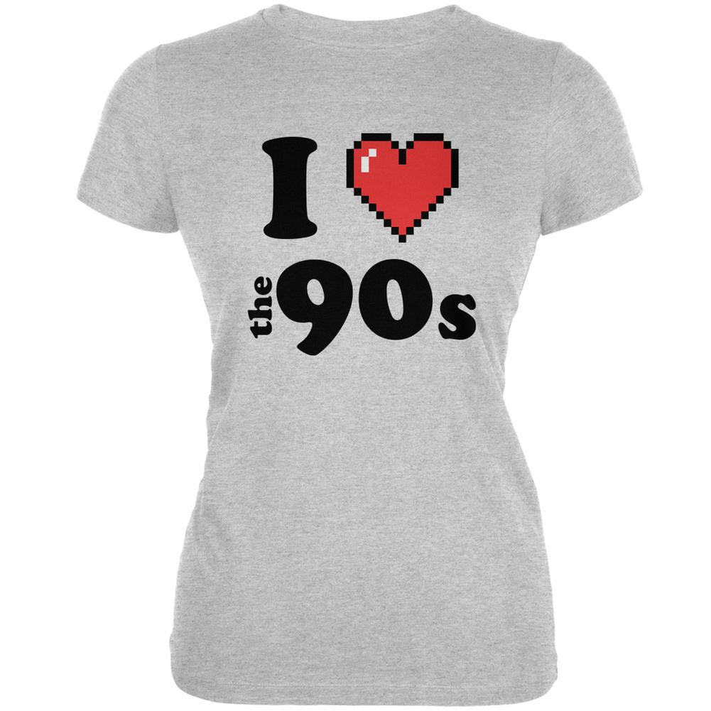 I Heart The 90s Heather Grey Juniors Soft T-Shirt Juniors T-Shirts Old Glory 2XL Grey