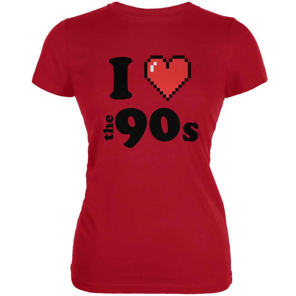 I Heart The 90s Red Juniors Soft T-Shirt Juniors T-Shirts Old Glory 2XL Red