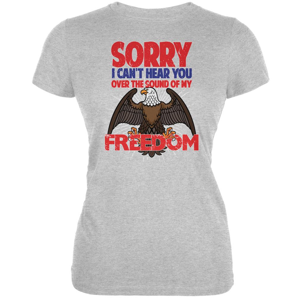 4th Of July Sound Of My Freedom Heather Grey Juniors Soft T-Shirt Juniors T-Shirts Old Glory 2XL Grey