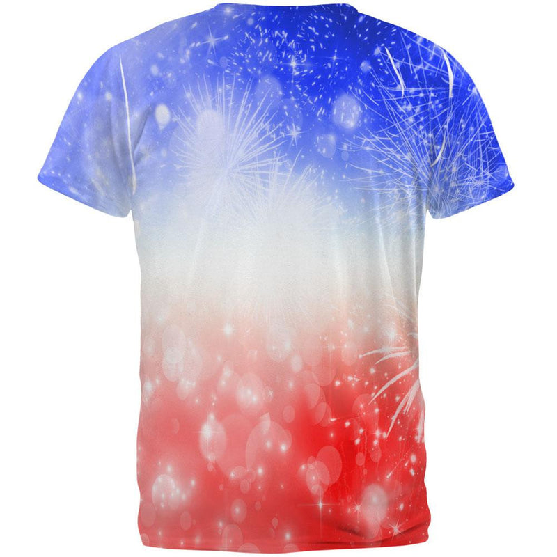 4th of July American Fireworks All Over Adult T-Shirt Men's T-Shirts Old Glory
