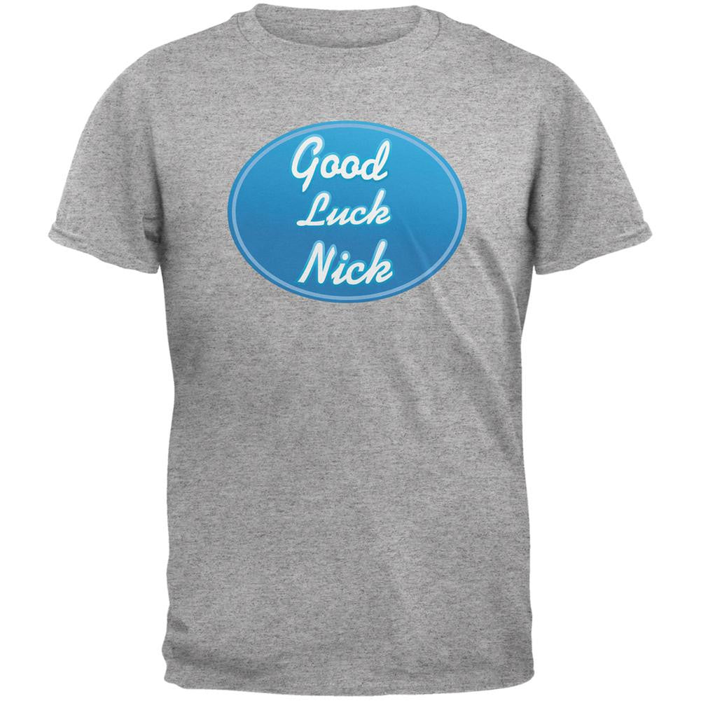 Idol Winner - Good Luck Nick Heather Grey Adult T-Shirt Men's T-Shirts Old Glory 2XL Grey