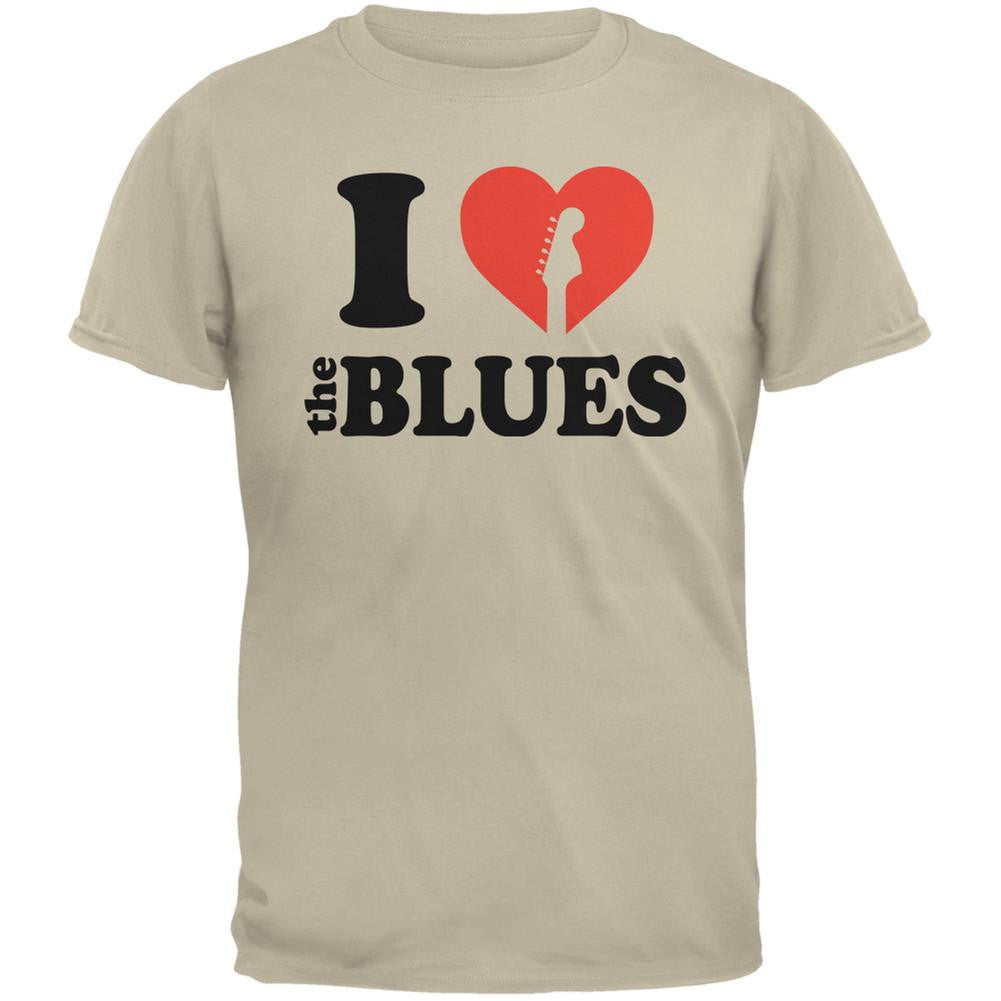 I Heart The Blues Sand Adult T-Shirt Men's T-Shirts Old Glory 2XL Beige