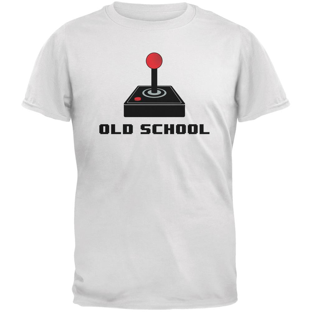 Old School Joystick White Adult T-Shirt Men's T-Shirts Old Glory 2XL White