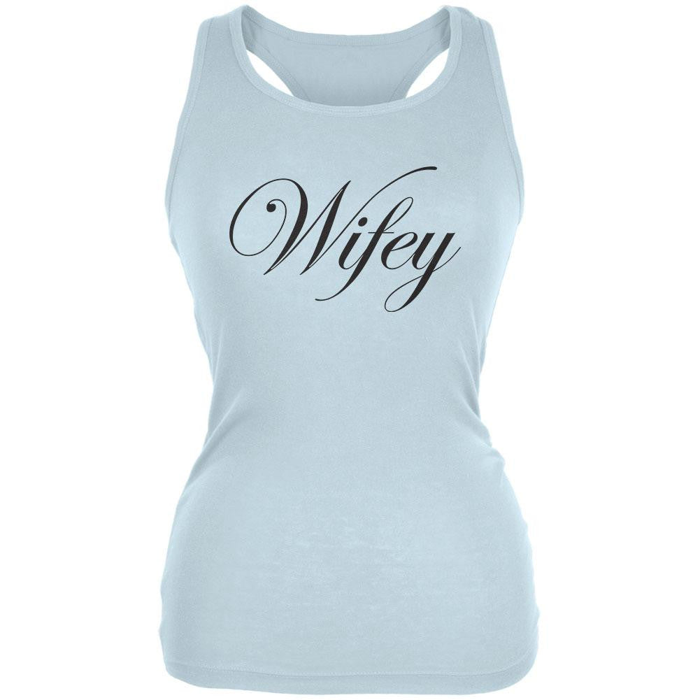 Wifey Pale Blue Juniors Soft Tank Top Juniors Tank Tops Old Glory 2XL Blue