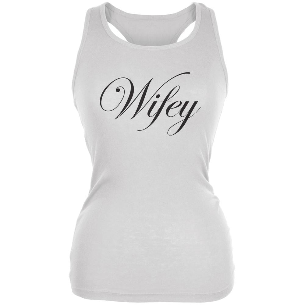 Wifey White Juniors Soft Tank Top Juniors Tank Tops Old Glory 2XL White