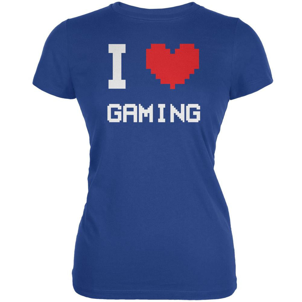 I Heart Gaming 8 Bit Royal Juniors Soft T-Shirt Juniors T-Shirts Old Glory 2XL Blue