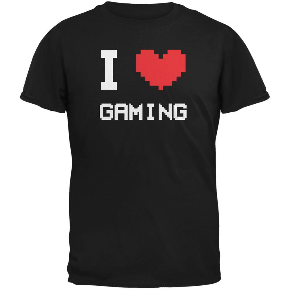 I Heart Gaming 8 Bit Black Youth T-Shirt Youth T-Shirts Old Glory LG Black