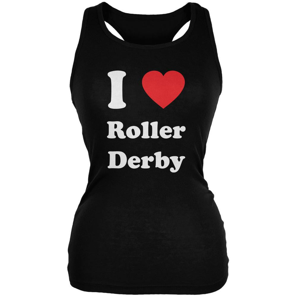 I Heart Roller Derby Black Juniors Soft Tank Top Juniors Tank Tops Old Glory 2XL Black