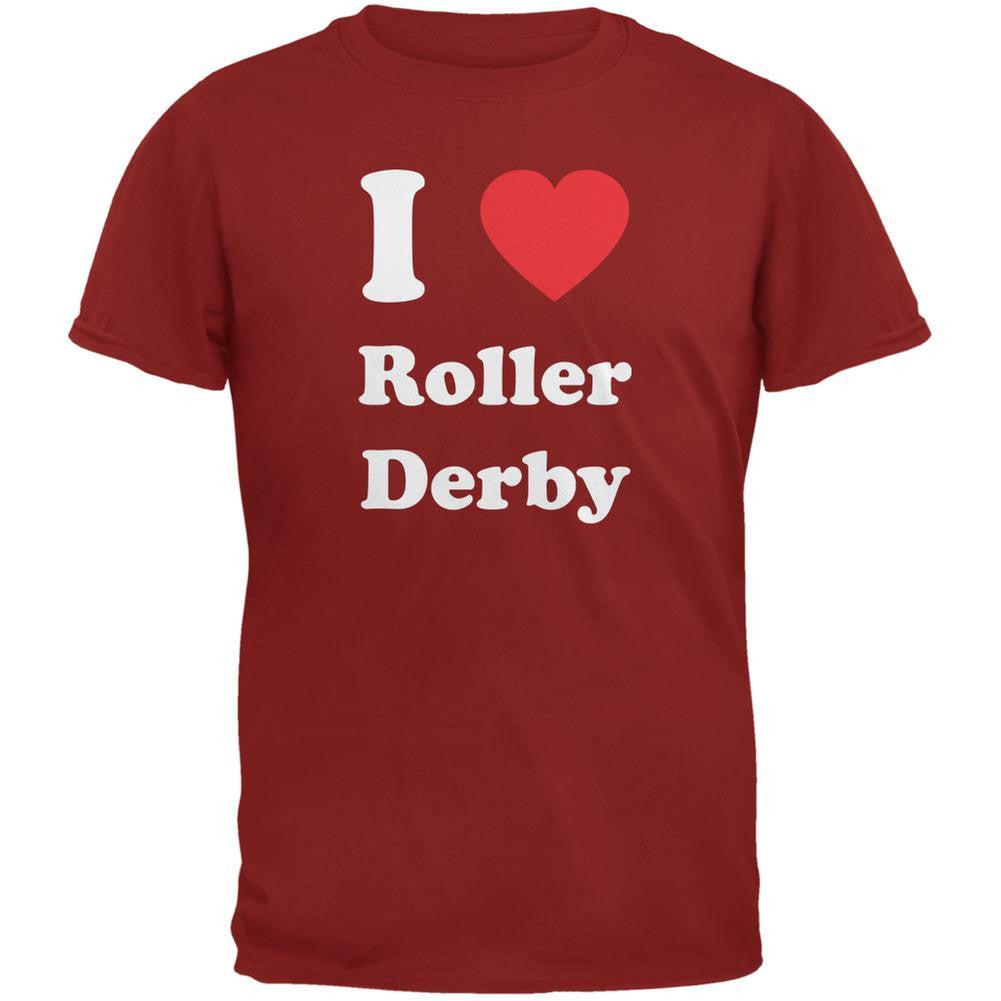 I Heart Roller Derby Cardinal Red Adult T-Shirt Men's T-Shirts Old Glory 2XL Red