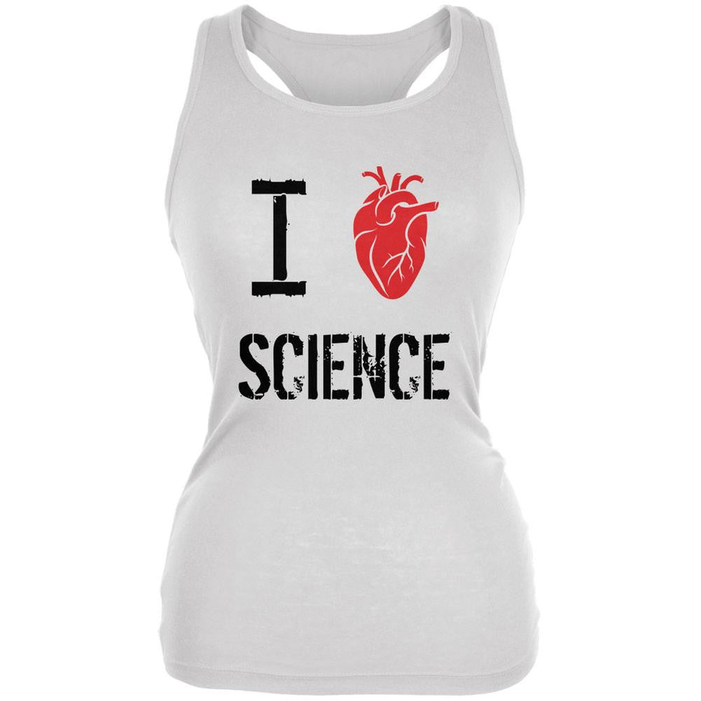 I Human Heart Science White Juniors Soft Tank Top Juniors Tank Tops Old Glory 2XL White