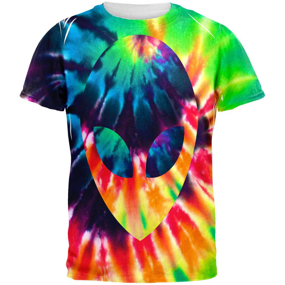 Alien Tie Dye All Over Adult T-Shirt Men's T-Shirts Old Glory 2XL Multi