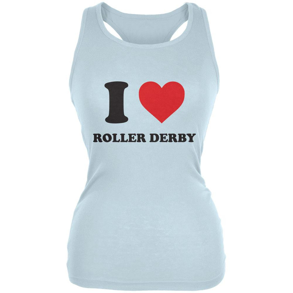 I Heart Roller Derby Pale Blue Juniors Soft Tank Top Juniors Tank Tops Old Glory 2XL Blue