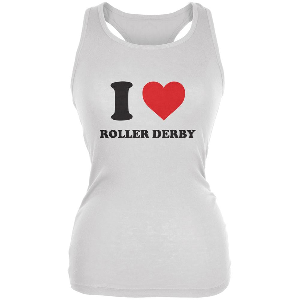 I Heart Roller Derby White Juniors Soft Tank Top Juniors Tank Tops Old Glory 2XL White