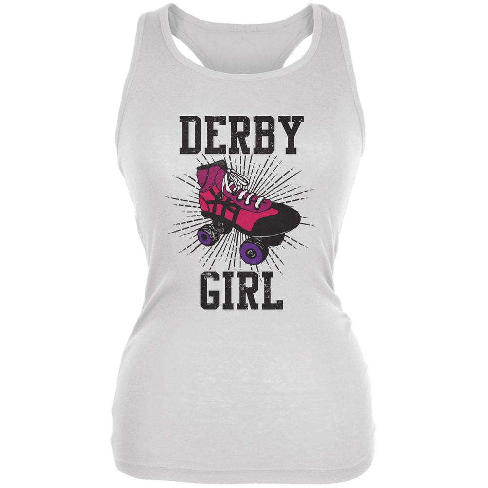 Roller Derby Derby Girl White Juniors Soft Tank Top Juniors Tank Tops Old Glory 2XL White