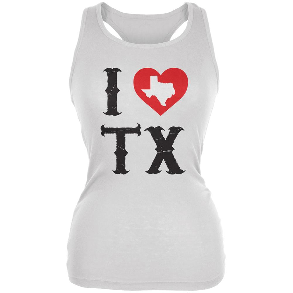 I Heart TX White Juniors Soft Tank Top Juniors Tank Tops Old Glory 2XL White