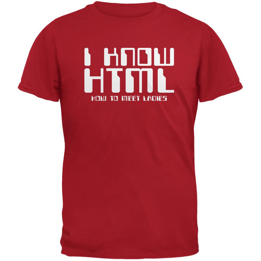 I Know HTML Red Adult T-Shirt Men's T-Shirts Old Glory 2XL Red