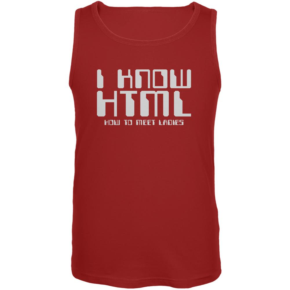 I Know HTML Red Adult Tank Top Men's Tank Tops Old Glory 2XL Red