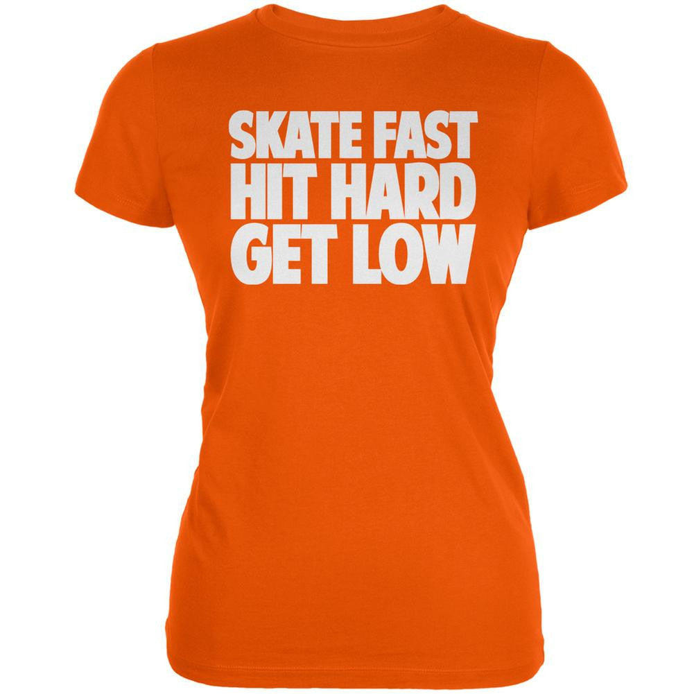 Roller Derby Skate Fast Orange Juniors Soft T-Shirt Juniors T-Shirts Old Glory 2XL Orange