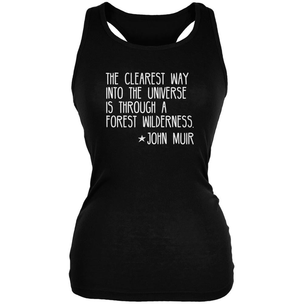 Forest Wilderness John Muir Black Juniors Soft Tank Top Juniors Tank Tops Old Glory 2XL Black