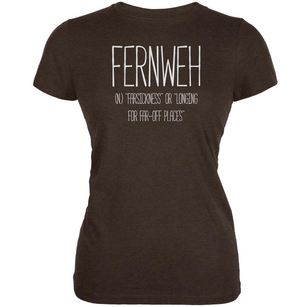 Fernweh Farsickness Definition Heather Brown Juniors Soft T-Shirt Juniors T-Shirts Old Glory 2XL Brown