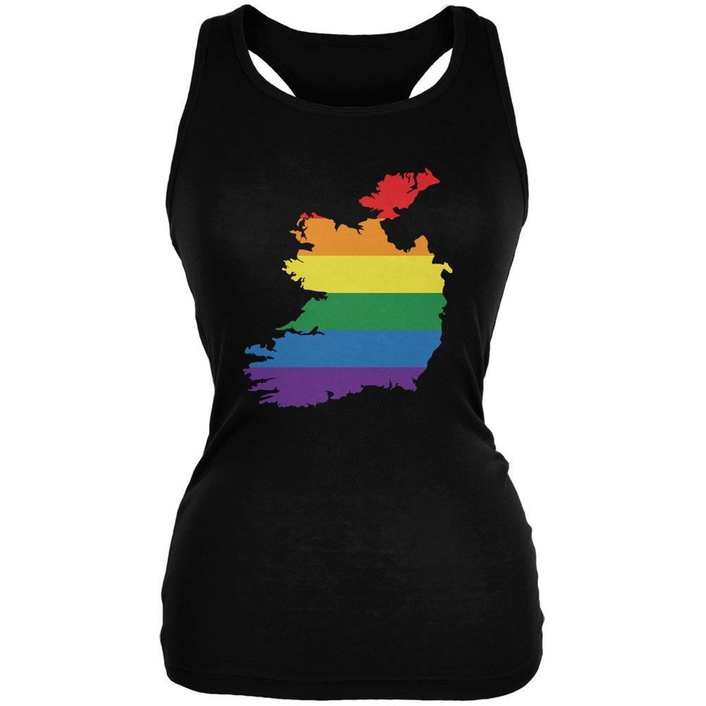 Ireland LGBT Gay Pride Rainbow Black Juniors Soft Tank Top Juniors Tank Tops Old Glory 2XL Black