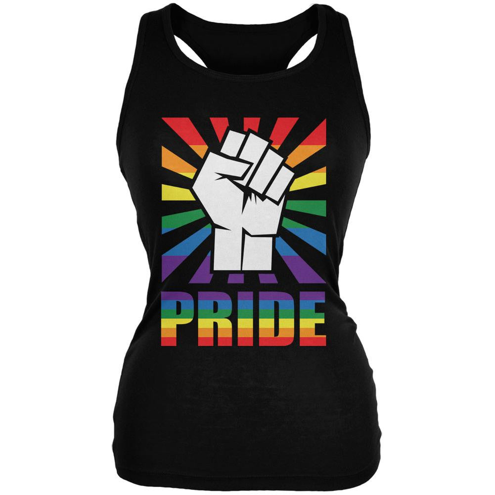 LGBT Gay Pride PRIDE Raised Fist Black Juniors Soft Tank Top Juniors Tank Tops Old Glory 2XL Black