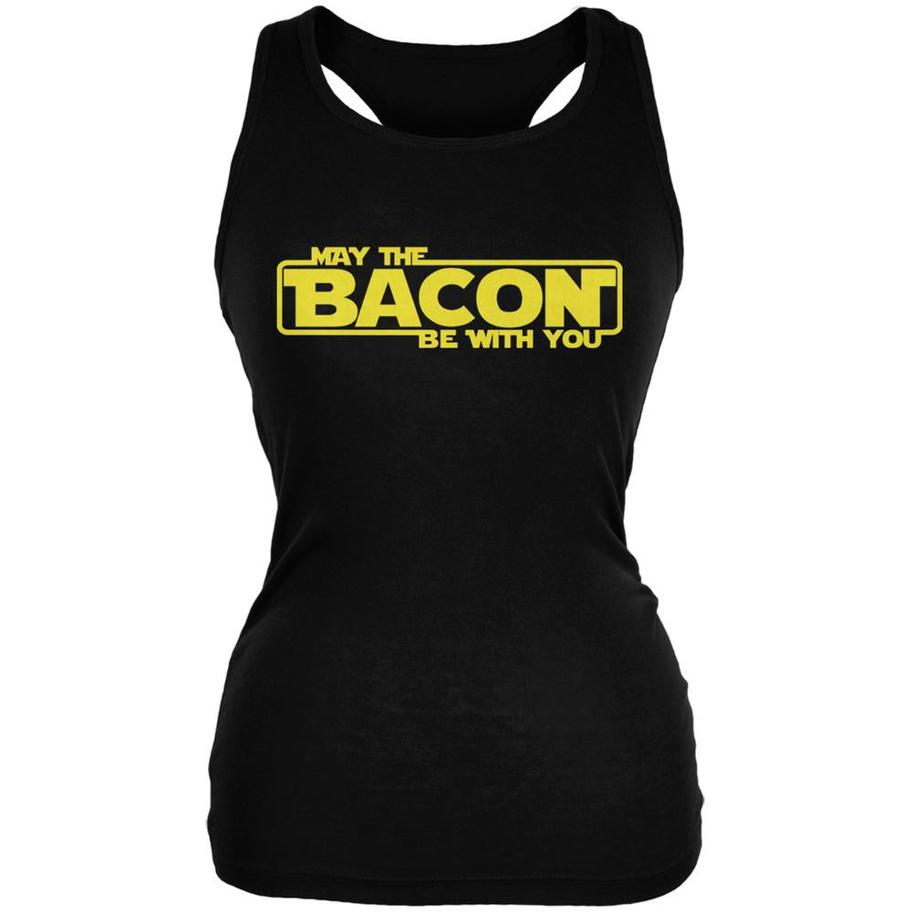 May The Bacon Be With You Black Juniors Soft Tank Top Juniors Tank Tops Old Glory 2XL Black